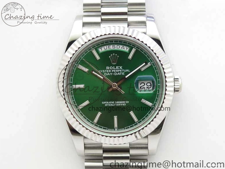 Markers 40mm SS Bracelet Green 228239 SS Stick 904 Version Dial Day-Date Dial A2836 on President New BP 0714